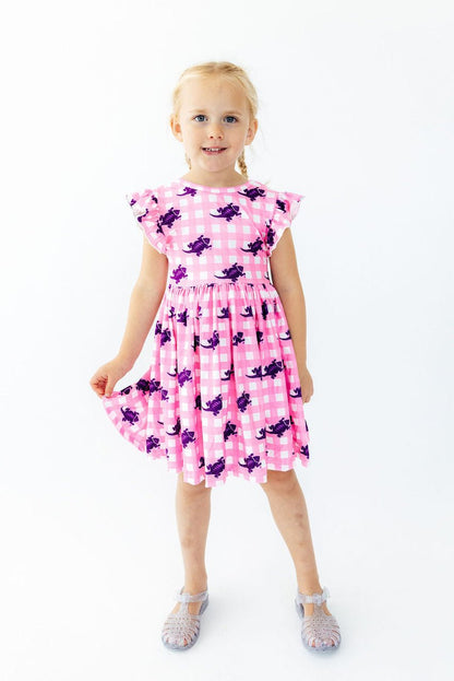 TCU Pink Gingham Frog Flutter Twirl DressTwirl Dress - FlutterTorqelo.com