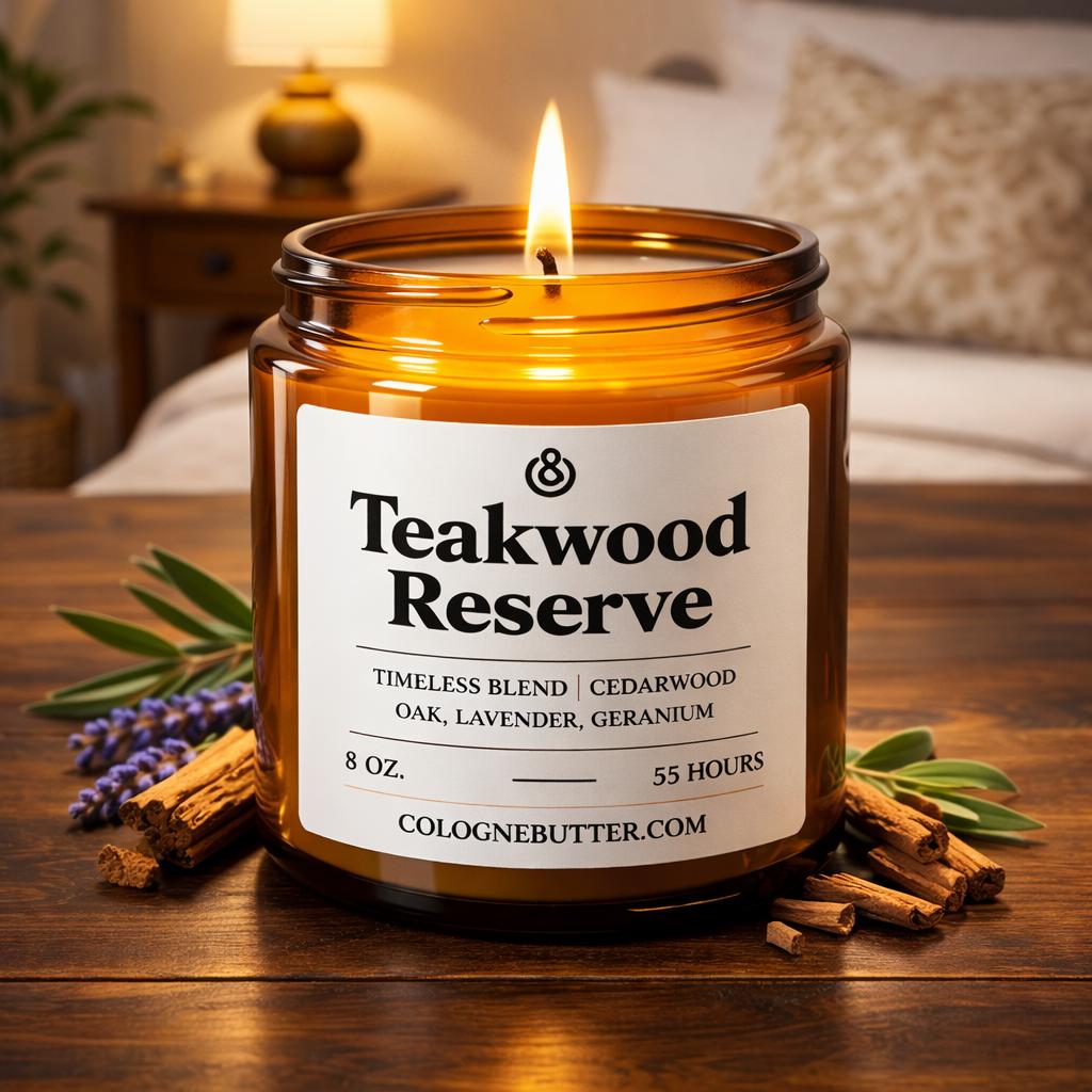 Teakwood Reserve - The Luxury Teakwood, Cedarwood & Lavender Scented Candle for Elegant Home Decor, Deep Relaxation | Cologne Butter by CB