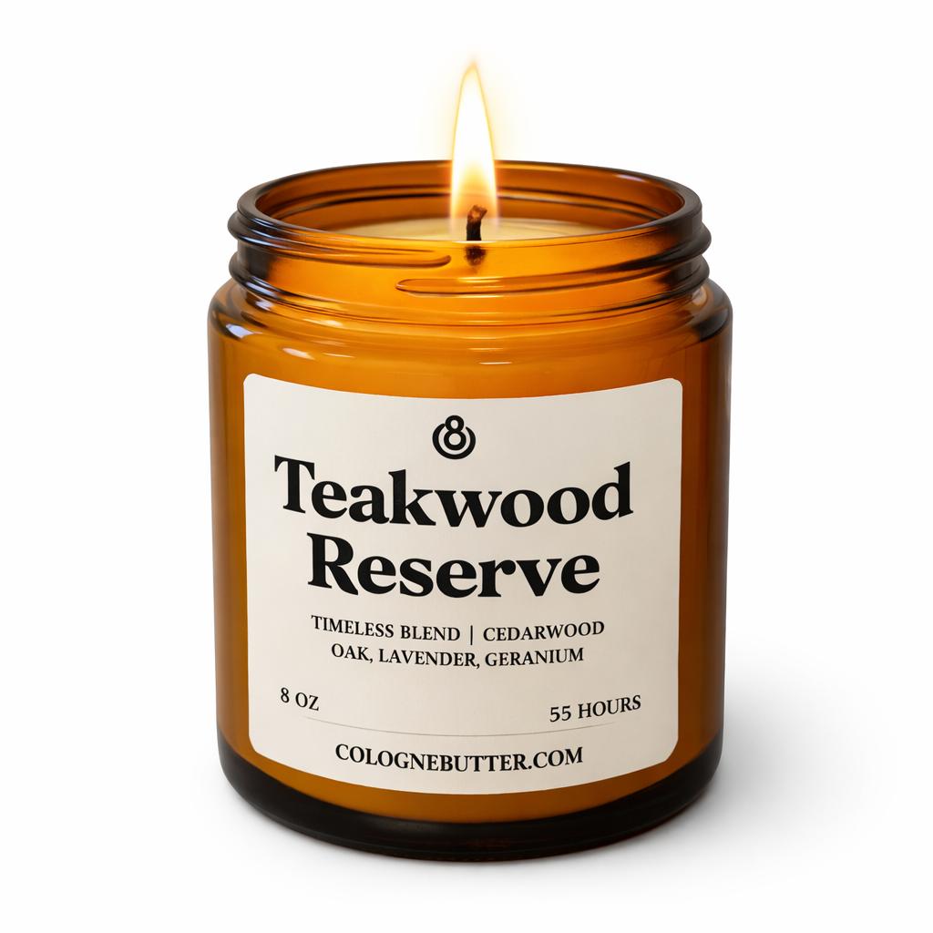 Teakwood Reserve - The Luxury Teakwood, Cedarwood & Lavender Scented Candle for Elegant Home Decor, Deep Relaxation | Cologne Butter by CB