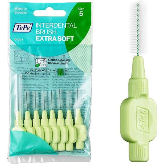 Tepe Extra Soft Interdental Brush Green 0.8mm 6 Pack by Beauty Care Bag