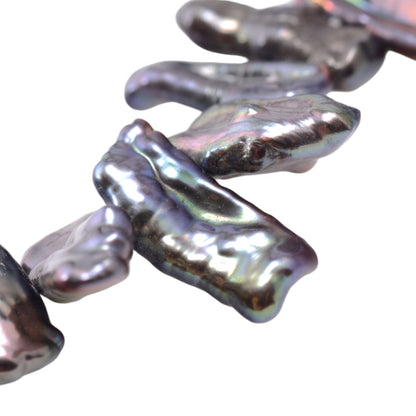 Peacock Freshwater Biwa Pearl Strand 16 inch - Iridescent Stick Pearls by Continental Bead Suppliers