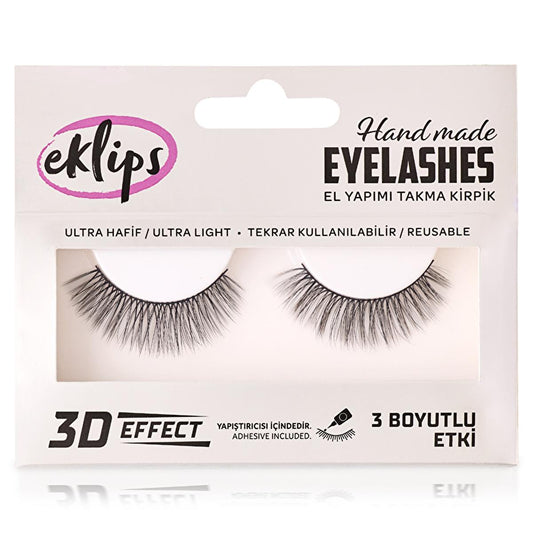 Eklips 3D Effect False Eyelashes - Natural Looking, Handmade, Ultra-Lightweight by Beauty Care Bag