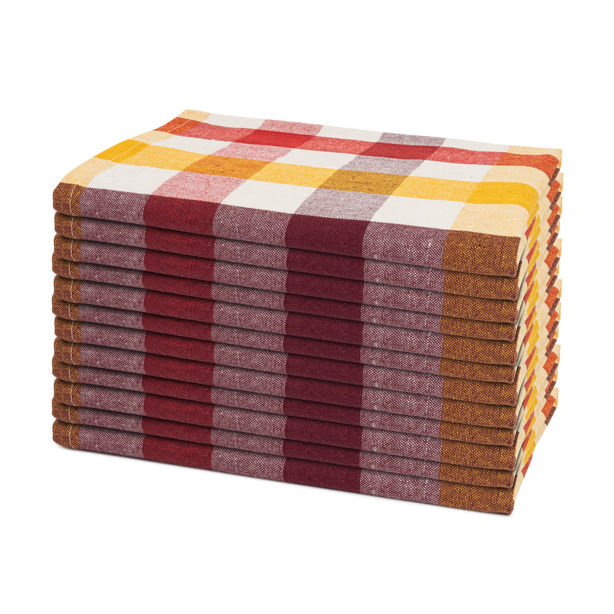 Set of 12 plaid 100% cotton dinner napkins, 20 x 20 inches