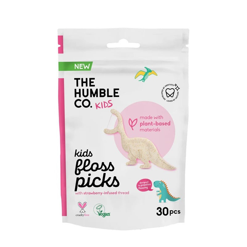 Humble Brush Kids Strawberry Floss Picks 30 Count by Beauty Care Bag