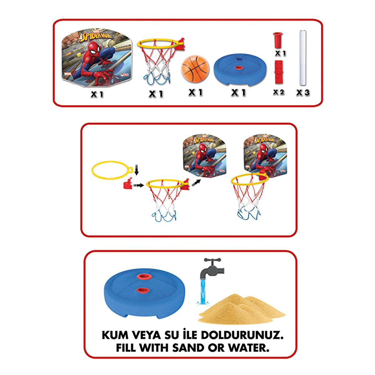 Dede Oyuncak Spiderman Kids Basketball Hoop Set - Adjustable Height, Safe & Fun Indoor/Outdoor Game for Children by Beauty Care Bag