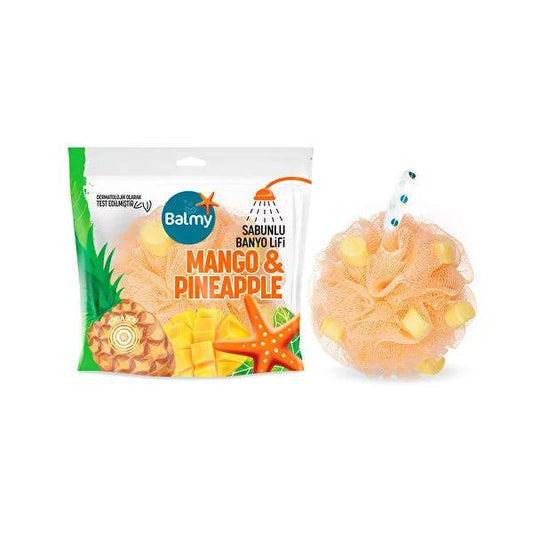 Balmy Banyo Exfoliating Bath Loofah - Self-Soaping, Mango & Pineapple Scented, Dermatologically Tested by Beauty Care Bag