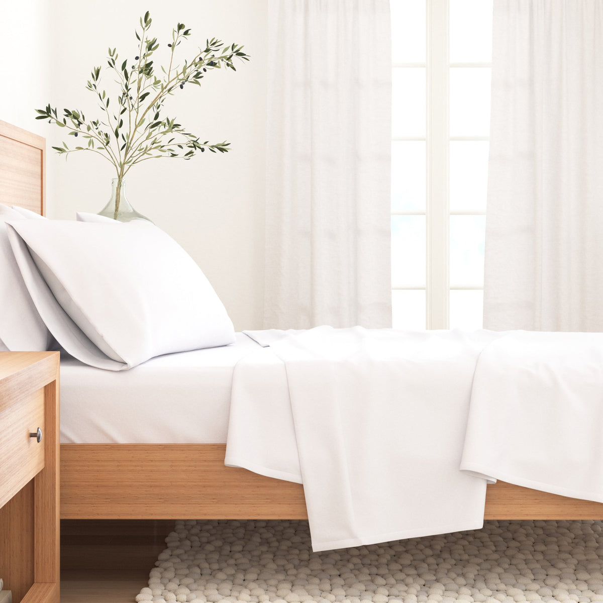 Cotton Solid Flannel Sheet - Nordic Collection by Great Bay Home