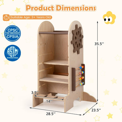 Toddler Standing Tower Kids Step Stool with Adjustable Height Chalkboard and SlideTorqelo.com
