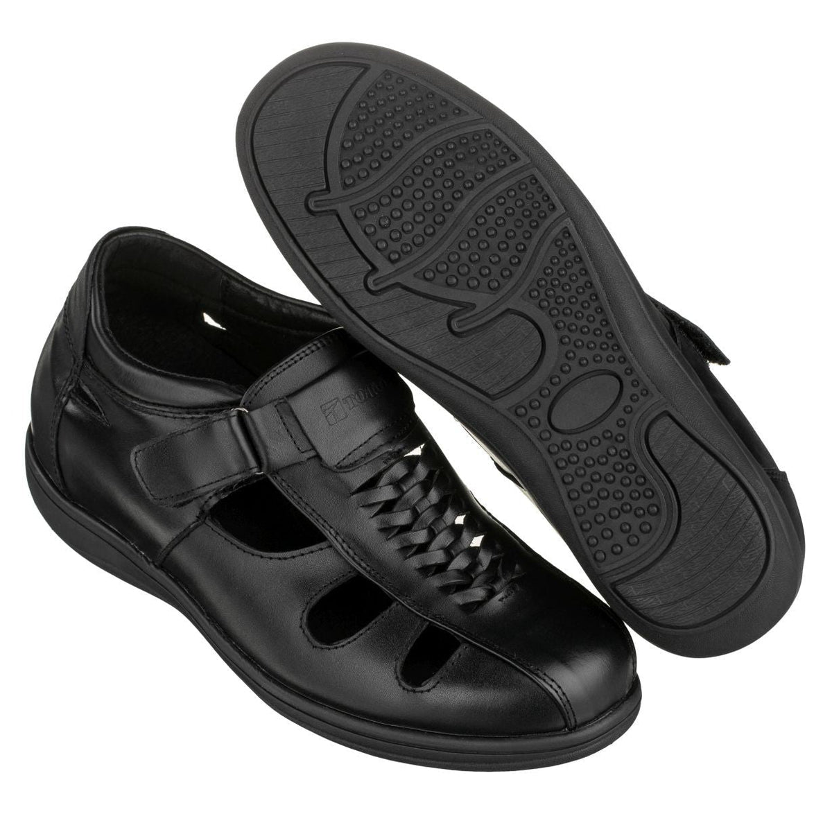 TOTO Black Braided Leather Sandals - Three Inches - G1307SandalsTorqelo.com