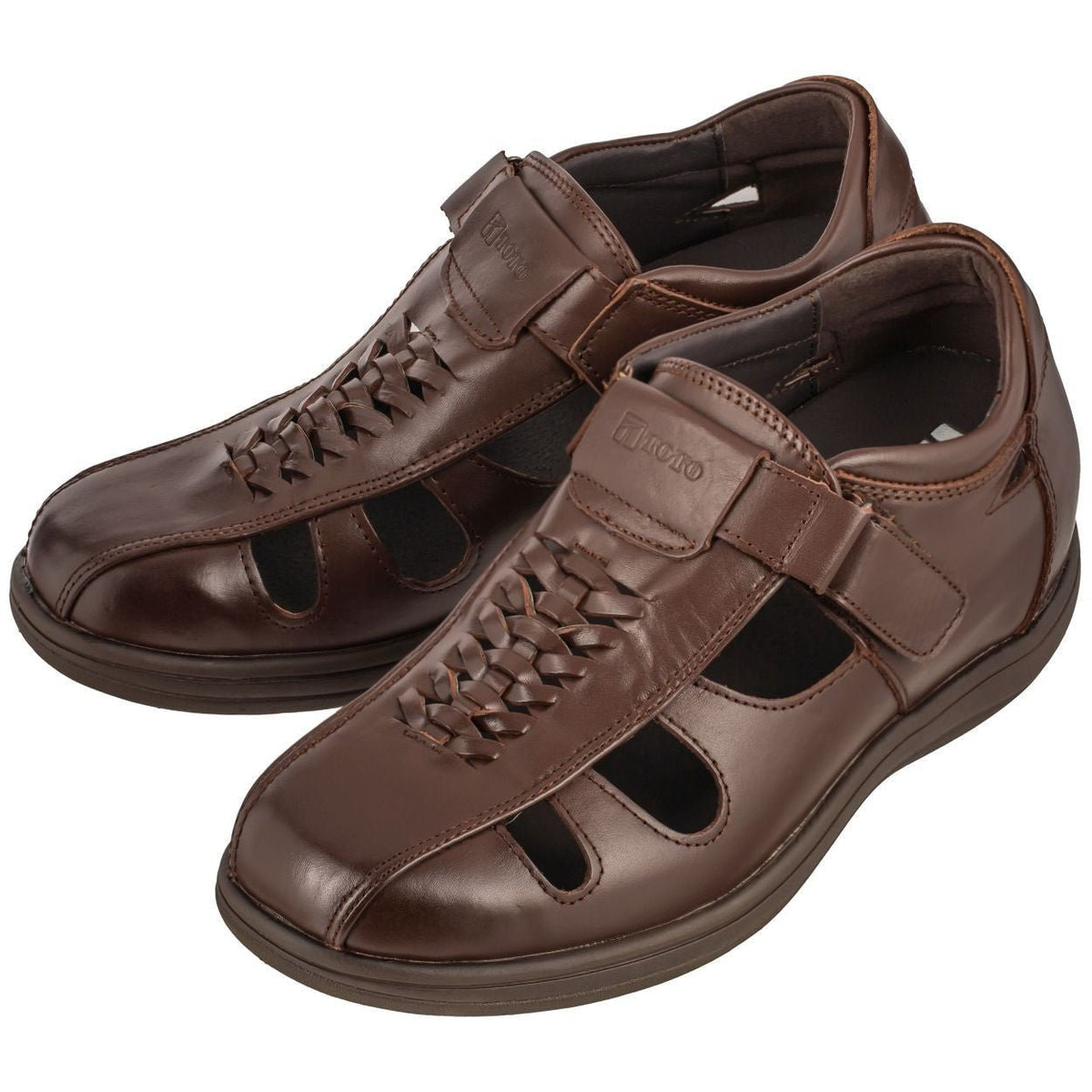 TOTO - G13072 - 3.2 Inches Taller (Cordovan Dark Brown) Braided Sandals - Super LightweightSandalsTorqelo.com