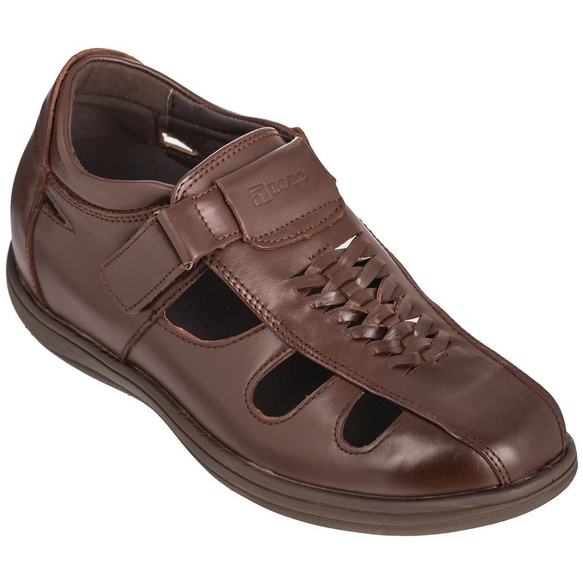 TOTO - G13072 - 3.2 Inches Taller (Cordovan Dark Brown) Braided Sandals - Super LightweightSandalsTorqelo.com