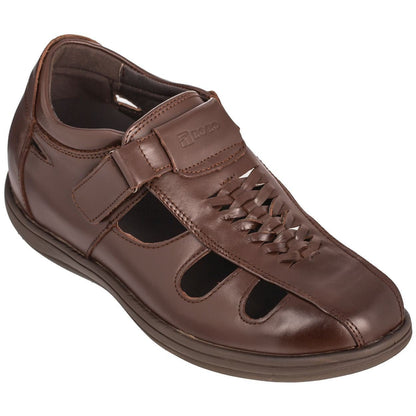 TOTO - G13072 - 3.2 Inches Taller (Cordovan Dark Brown) Braided Sandals - Super LightweightSandalsTorqelo.com