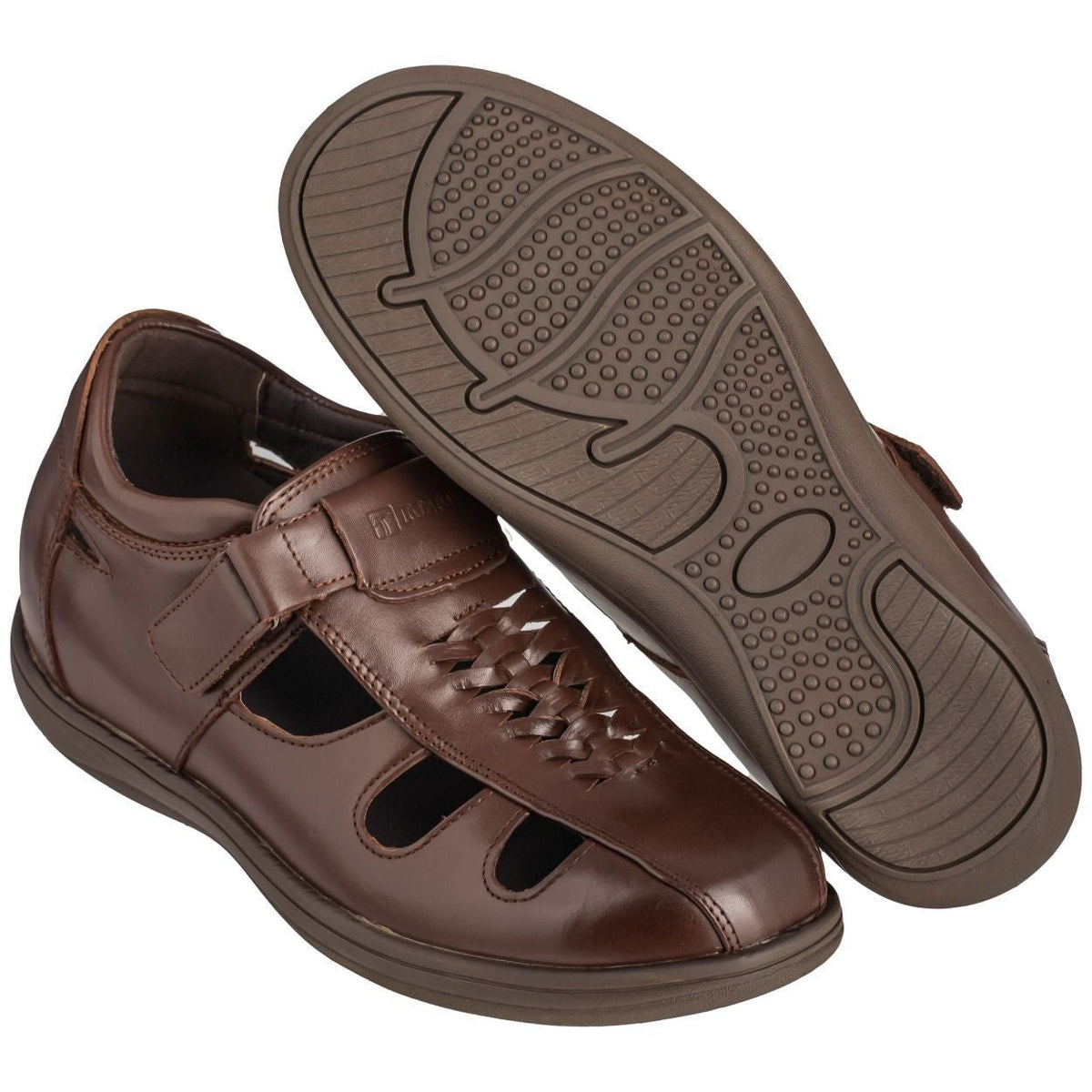 TOTO - G13072 - 3.2 Inches Taller (Cordovan Dark Brown) Braided Sandals - Super LightweightSandalsTorqelo.com