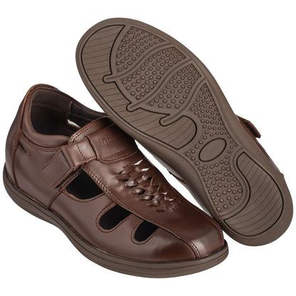 TOTO - G13072 - 3.2 Inches Taller (Cordovan Dark Brown) Braided Sandals - Super LightweightSandalsTorqelo.com