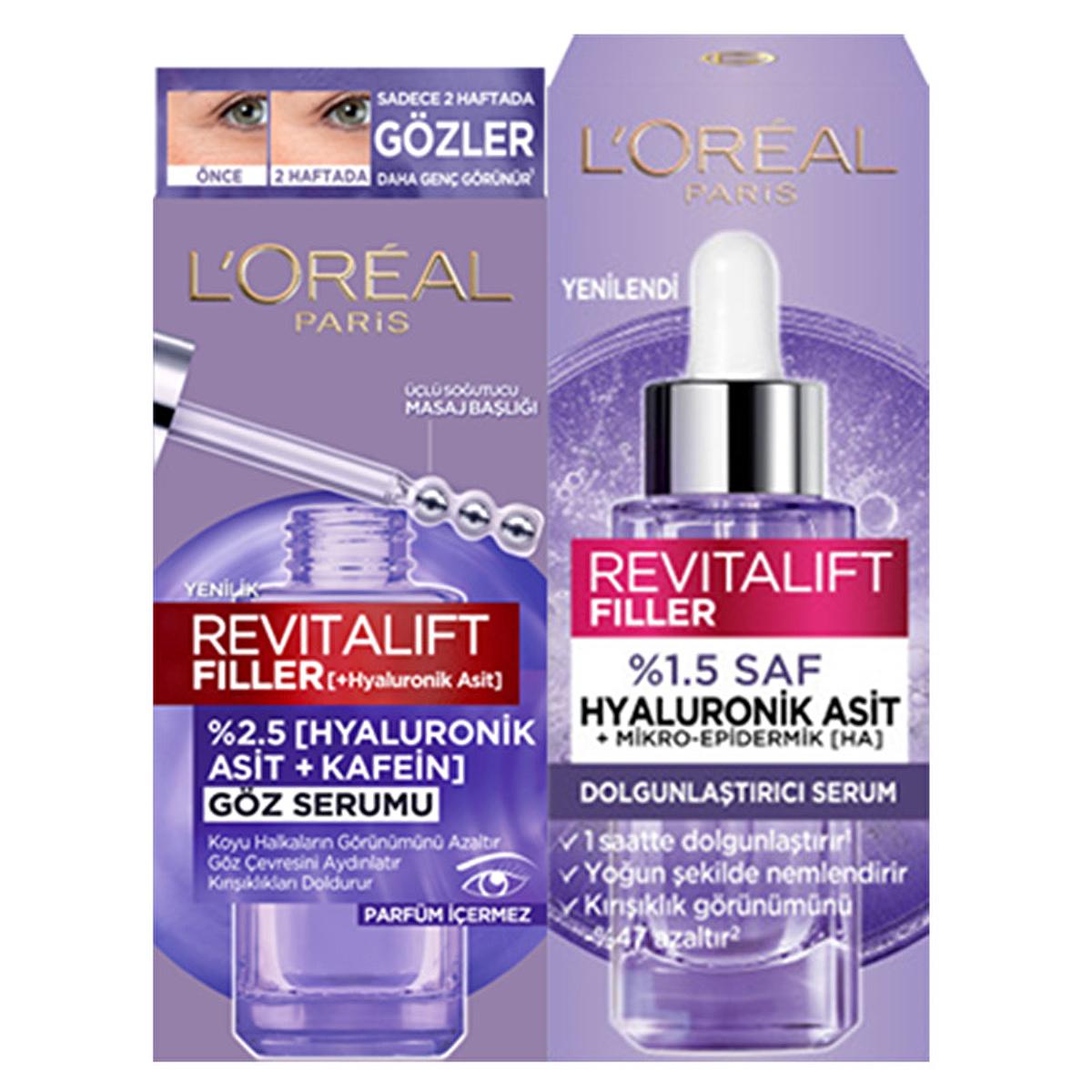 L'Oreal Revitalift: Hyaluronic Acid Anti-Aging Serum Set - Reduce Wrinkles, Dark Circles & Deeply Hydrate for Youthful Skin by Beauty Care Bag