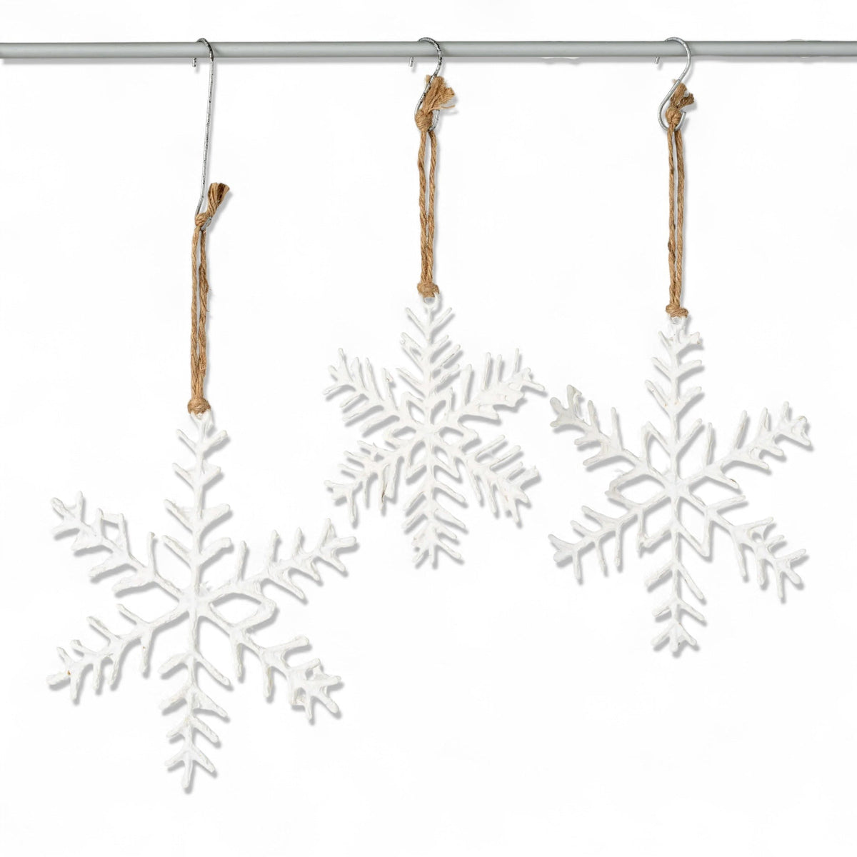 White Paper Pulp Snowflake Ornaments by Rust & Cinder