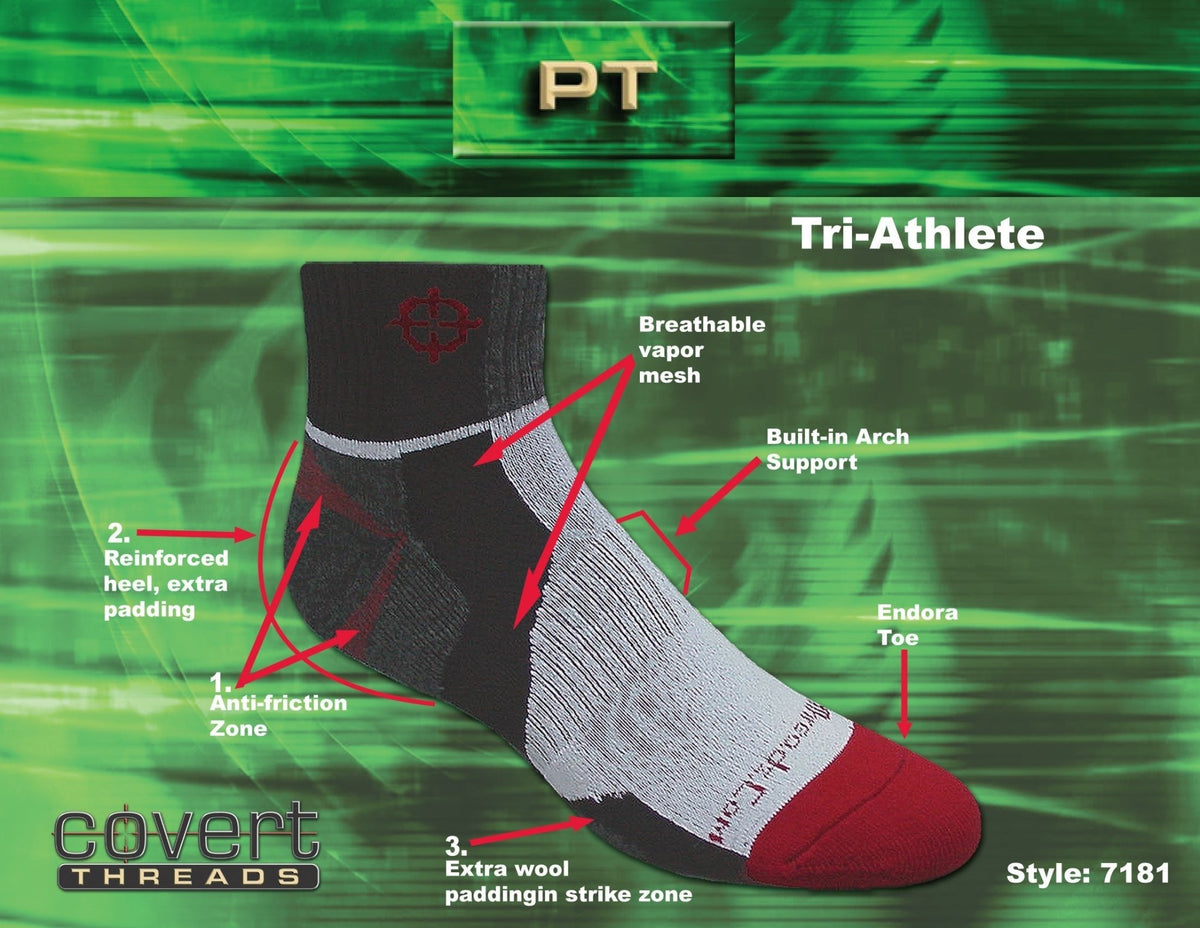 Tri-Athlete Merino Wool Athletic SocksPhysical Training/Running SockTorqelo.com