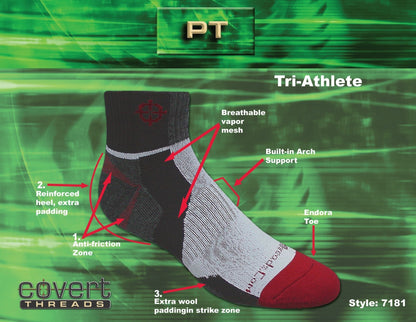 Tri-Athlete Merino Wool Athletic SocksPhysical Training/Running SockTorqelo.com