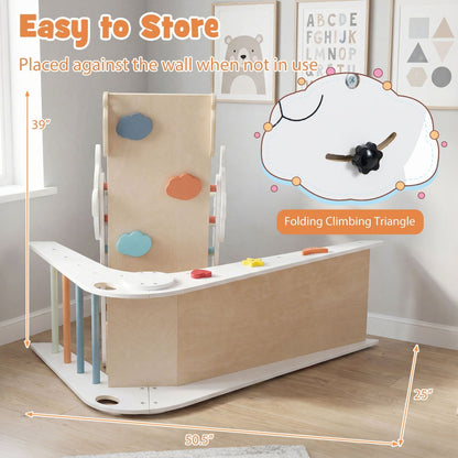 Triangle Set Foldable Kids Climbing Toys Panda-Themed Wood Montessori Climbing SetTorqelo.com