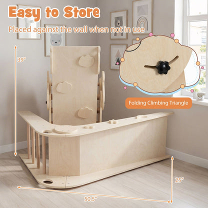 Triangle Set Foldable Kids Climbing Toys Panda-Themed Wood Montessori Climbing SetTorqelo.com