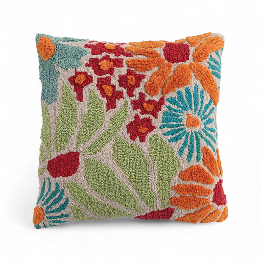 Vibrant Square Tufted Floral Throw Pillow | Indoor & Outdoor by Rust & Cinder
