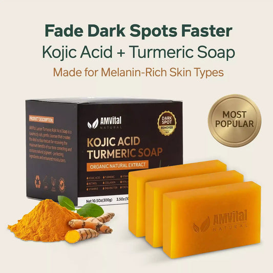AMVital Turmeric Kojic Acid Soap Bar for Dark Spots & Uneven Tone by AMVital