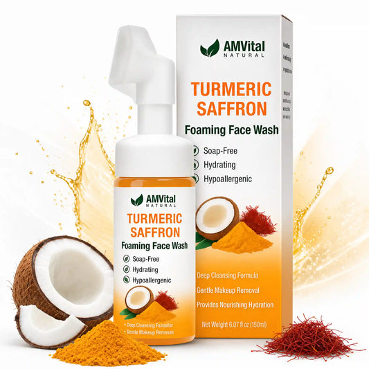 AMVital Turmeric Saffron Foaming Face Wash with Cleansing Brush by AMVital