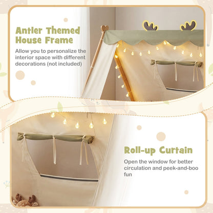 Twin Size House Floor Wood Bed with TentTorqelo.com