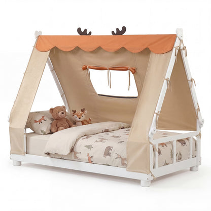 Twin Size House Floor Wood Bed with TentTorqelo.com