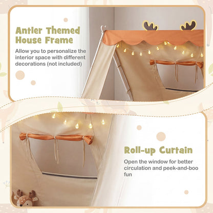 Twin Size House Floor Wood Bed with TentTorqelo.com