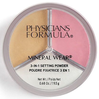 Physicians Formula Mineral Wear 3-in-1 Mineral Setting Powder for Long-lasting Makeup - Natural Finish, Skin Tone Evening by Beauty Care Bag