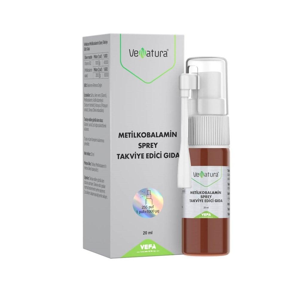 VeNatura Vitamin B12 Supplement Spray - Methylcobalamin for Energy & Neurological Health, 0.68 fl oz by Beauty Care Bag