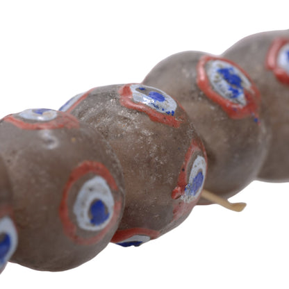 African Sand Cast Glass Evil Eye Beads 14x10mm - Traditional Protection Beads by Continental Bead Suppliers