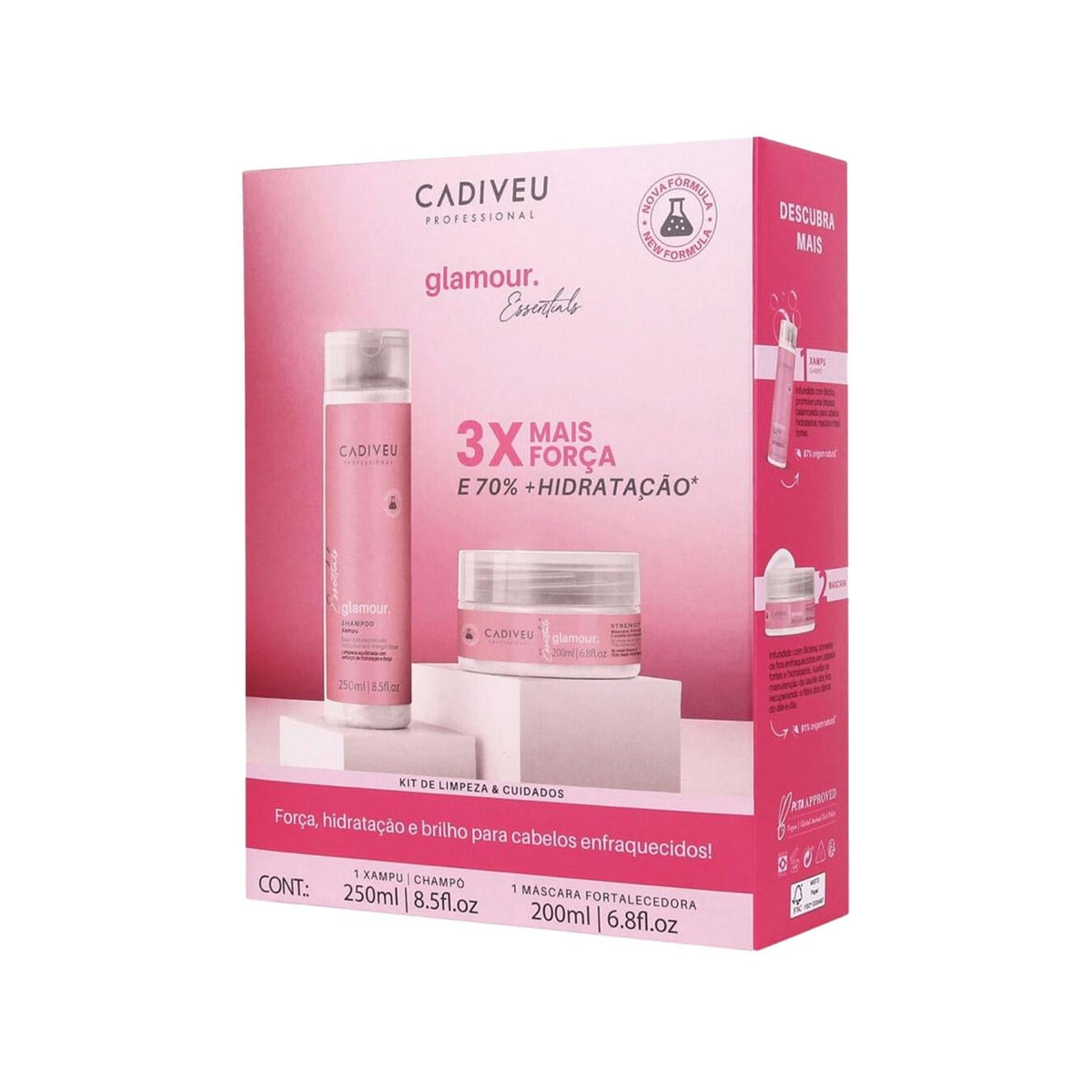 Cadiveu Essentials Glamour Hair Care Set for Shine by Beauty Care Bag