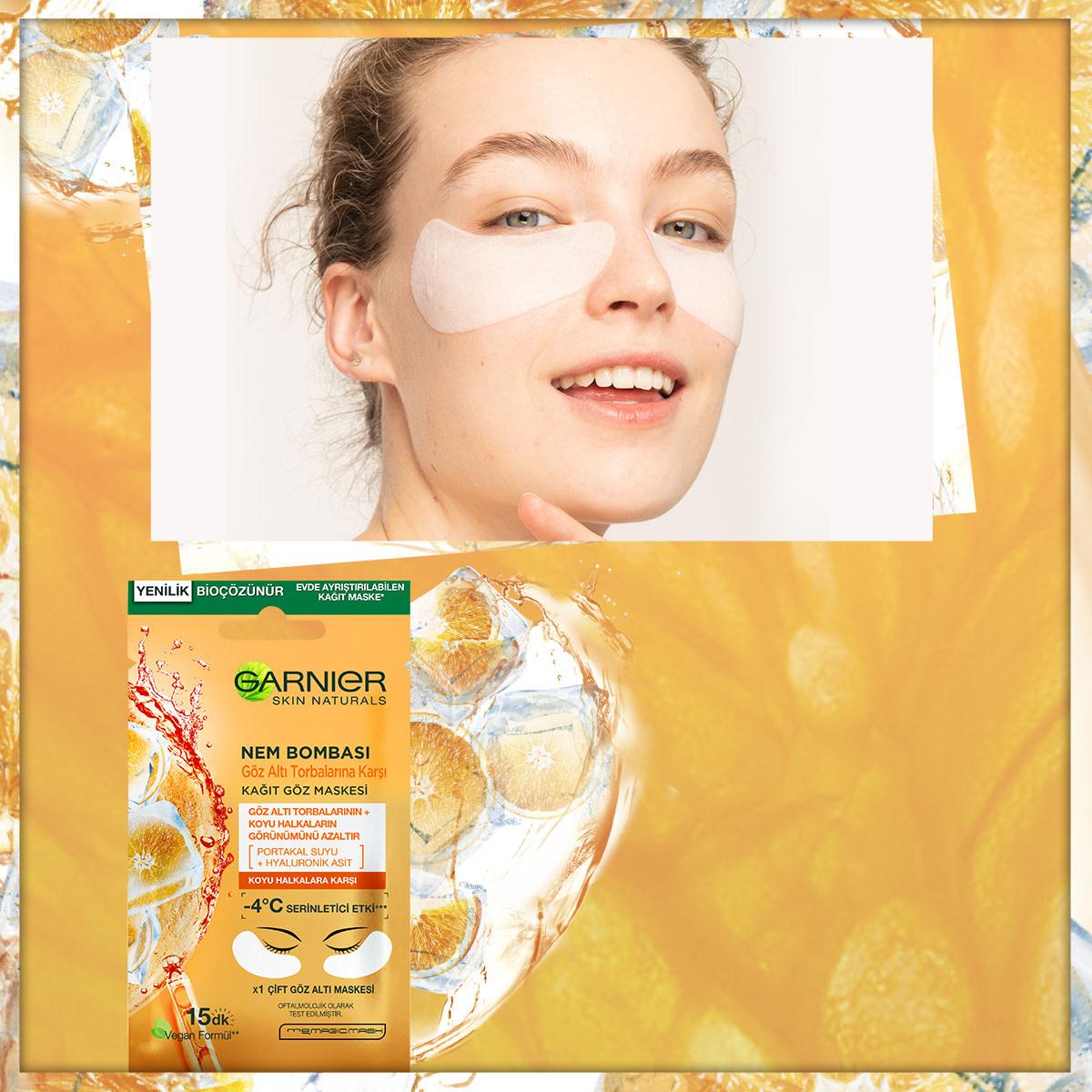 Garnier SkinActive Eye Mask: Reduce Under Eye Bags & Dark Circles with Hydrating Hyaluronic Acid & Brightening Orange Juice - Refresh & Revitalize by Beauty Care Bag