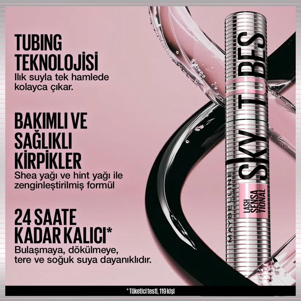 Maybelline New York Lash Sensational Sky Tubes Tubing Mascara 6ml by Beauty Care Bag