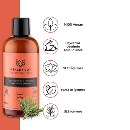 Ashley Joy Intensive Repair Shampoo: Strengthens, Moisturizes & Prevents Breakage - Rosemary & Plant-Based for Damaged, Weak Hair (13.53 fl oz) by Beauty Care Bag