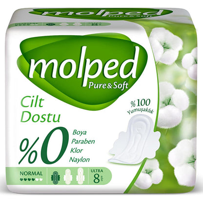 Molped Pure & Soft: Organic Cotton Feminine Hygiene Pads for Sensitive Skin - Hypoallergenic, Dye-Free, and Vegan Menstrual Pads by Beauty Care Bag