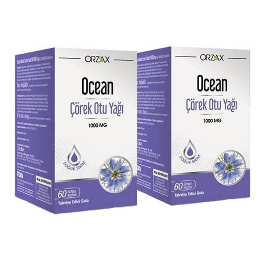 Ocean Black Seed Oil Supplement - 2 x 60 Capsules, Cold-Pressed, Vegan, Natural Health Benefits by Beauty Care Bag