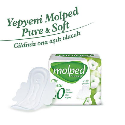 Molped Pure & Soft: Organic Cotton Feminine Hygiene Pads for Sensitive Skin - Hypoallergenic, Dye-Free, and Vegan Menstrual Pads by Beauty Care Bag