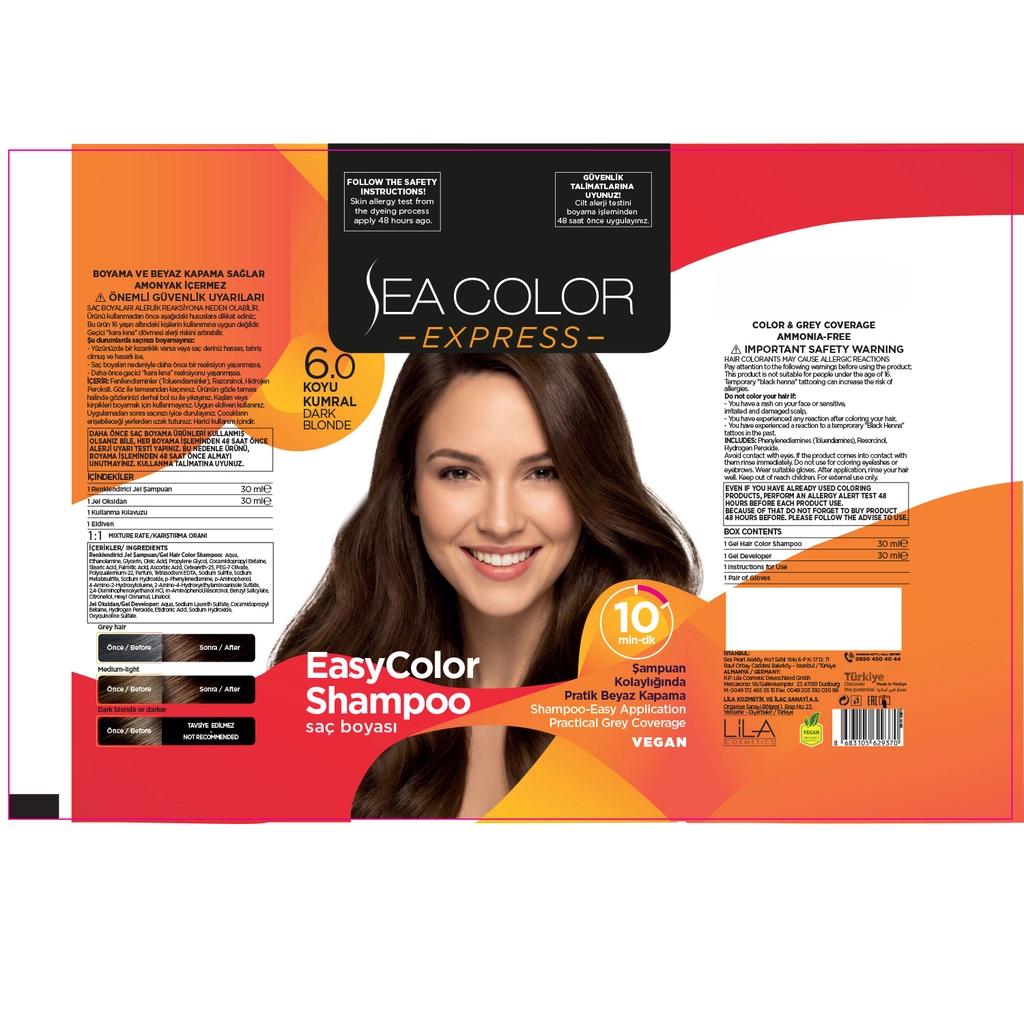 Sea Color Express Hair Dye Shampoo 6.0 Dark Blonde by Beauty Care Bag