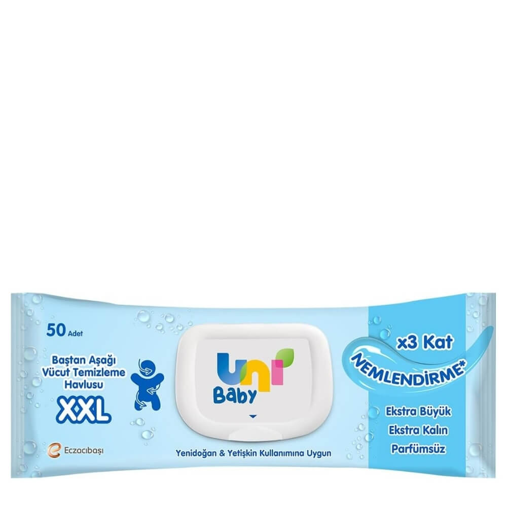 Uni Baby XXL Body Cleansing Wipes for Sensitive Skin 50 Count by Beauty Care Bag