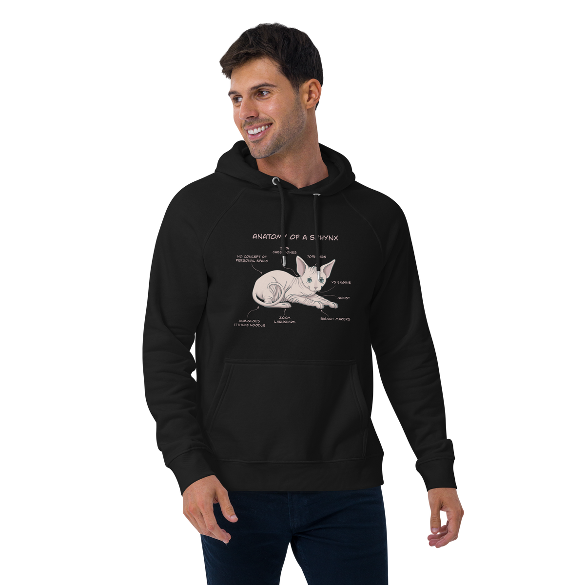 "ANATOMY OF A SPHYNX" UNISEX ECO HOODIE by ReNewedPet