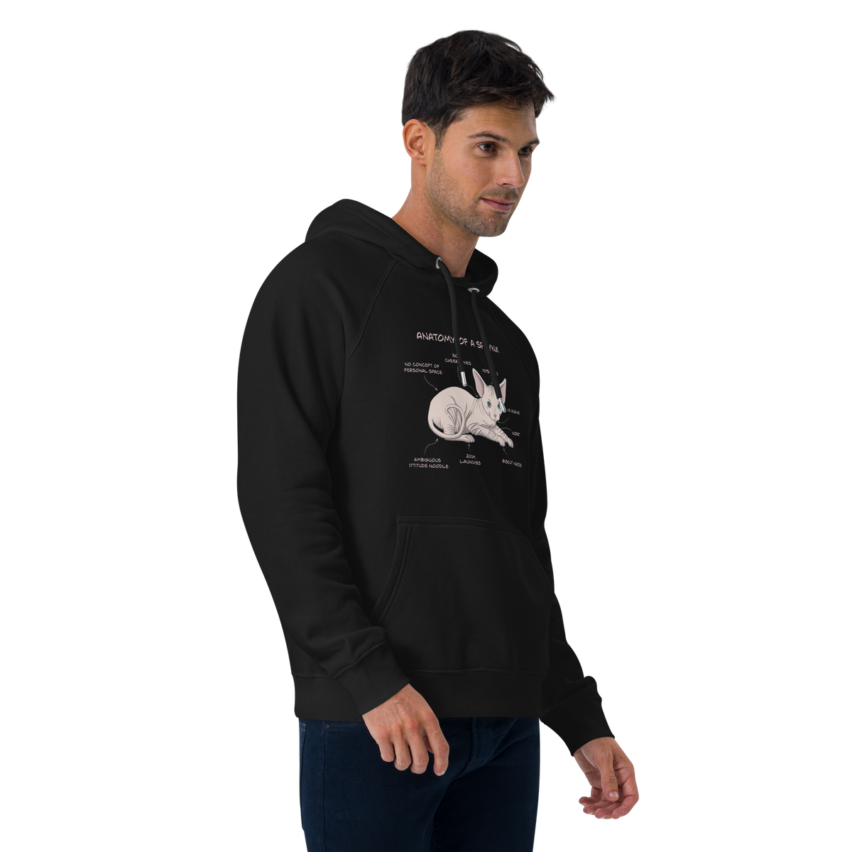 "ANATOMY OF A SPHYNX" UNISEX ECO HOODIE by ReNewedPet