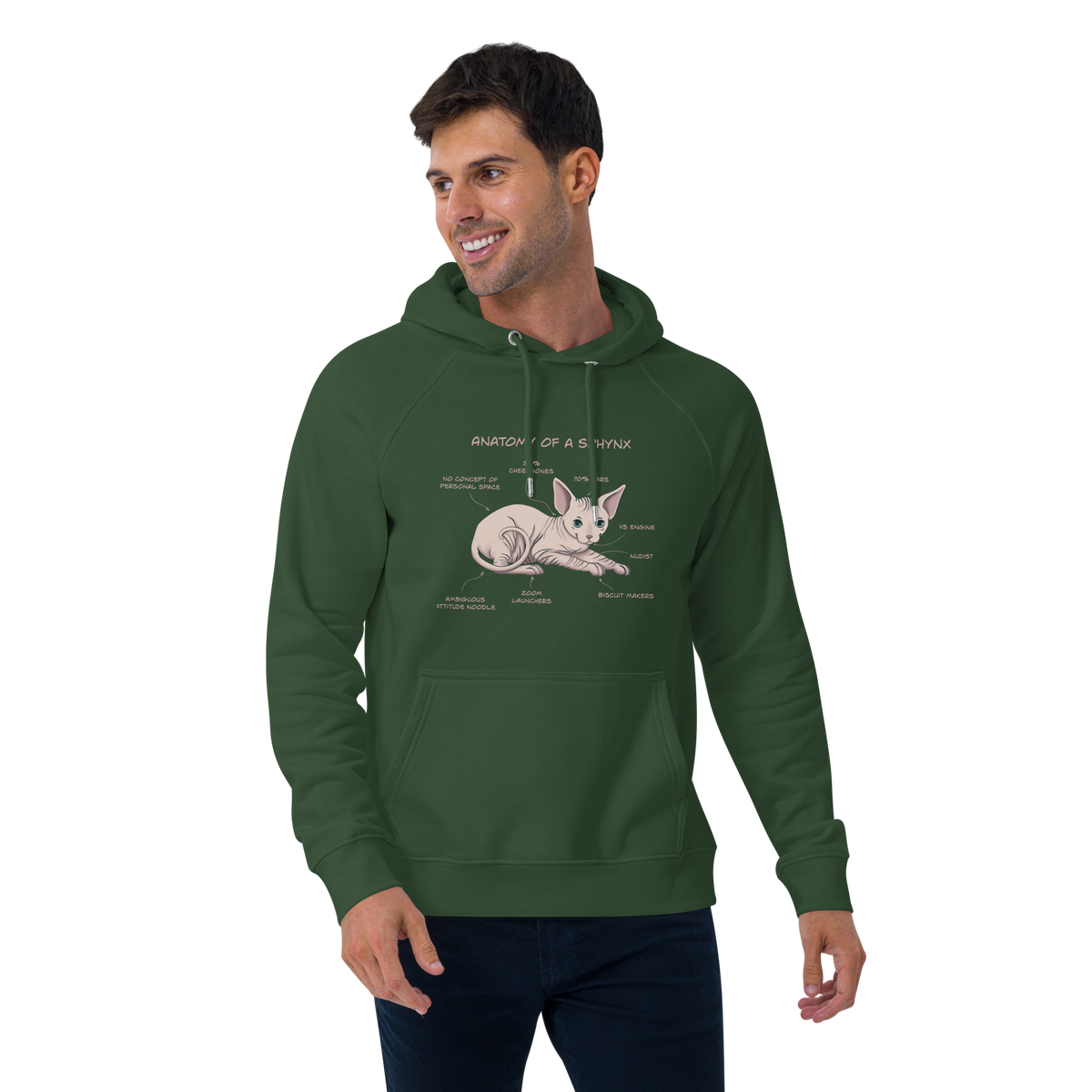 "ANATOMY OF A SPHYNX" UNISEX ECO HOODIE by ReNewedPet