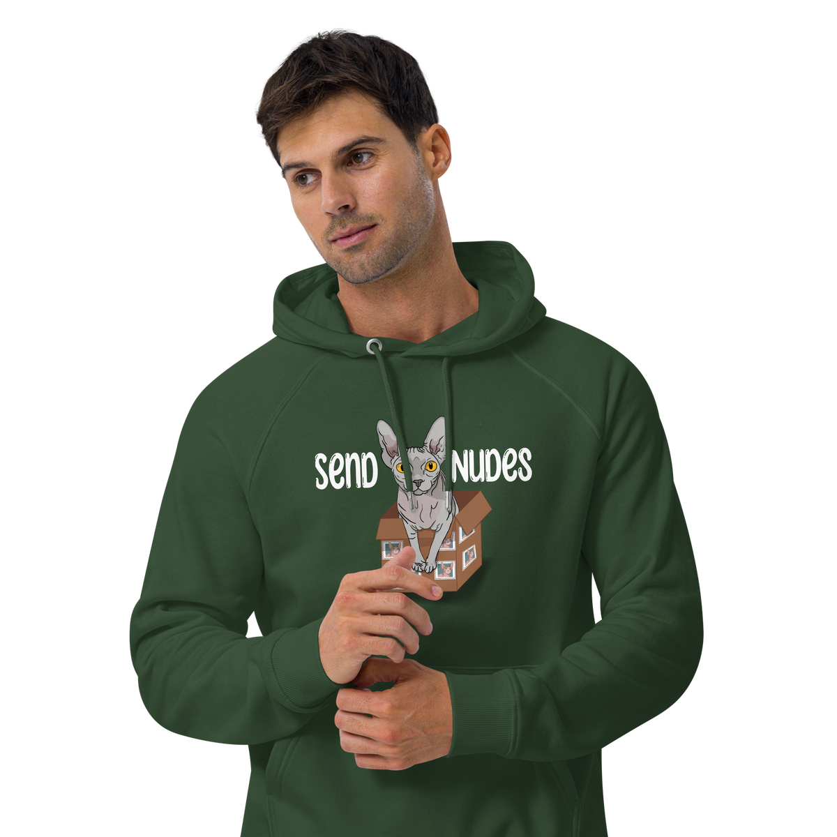 "SEND NUDES" UNISEX ECO HOODIE by ReNewedPet