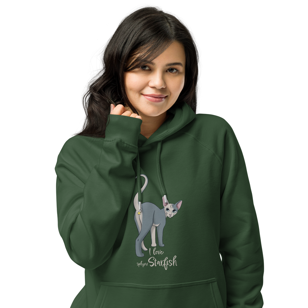 "I LOVE SPHYNX STARFISH" WOMEN'S ECO HOODIE by ReNewedPet
