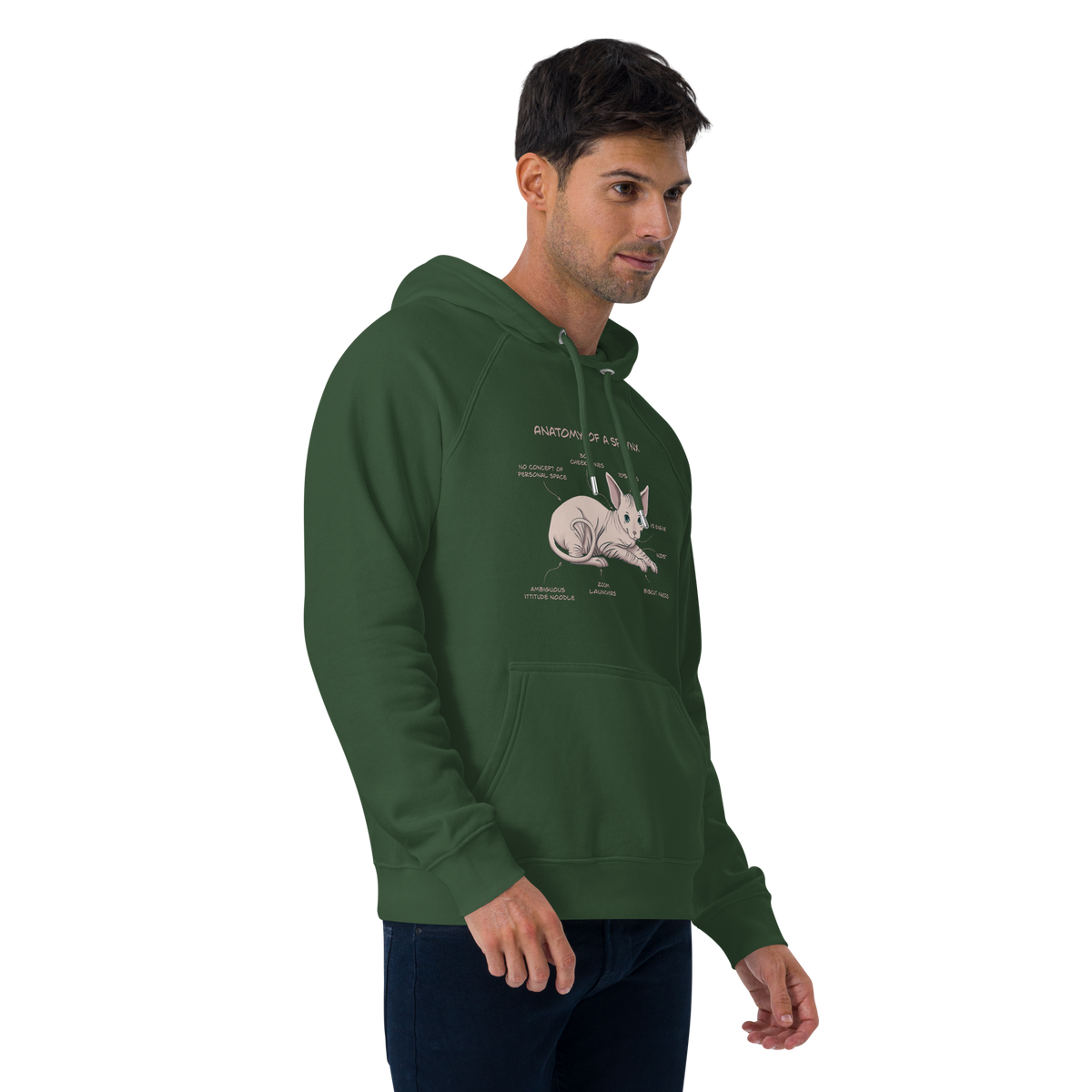 "ANATOMY OF A SPHYNX" UNISEX ECO HOODIE by ReNewedPet
