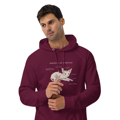 "ANATOMY OF A SPHYNX" UNISEX ECO HOODIE by ReNewedPet