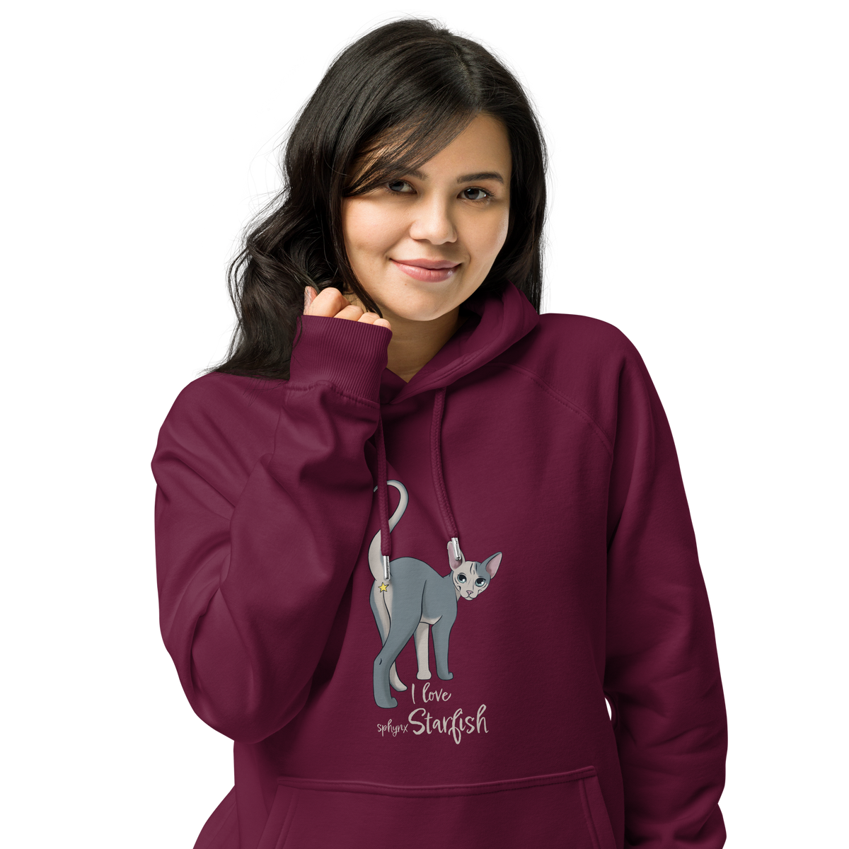 "I LOVE SPHYNX STARFISH" WOMEN'S ECO HOODIE by ReNewedPet